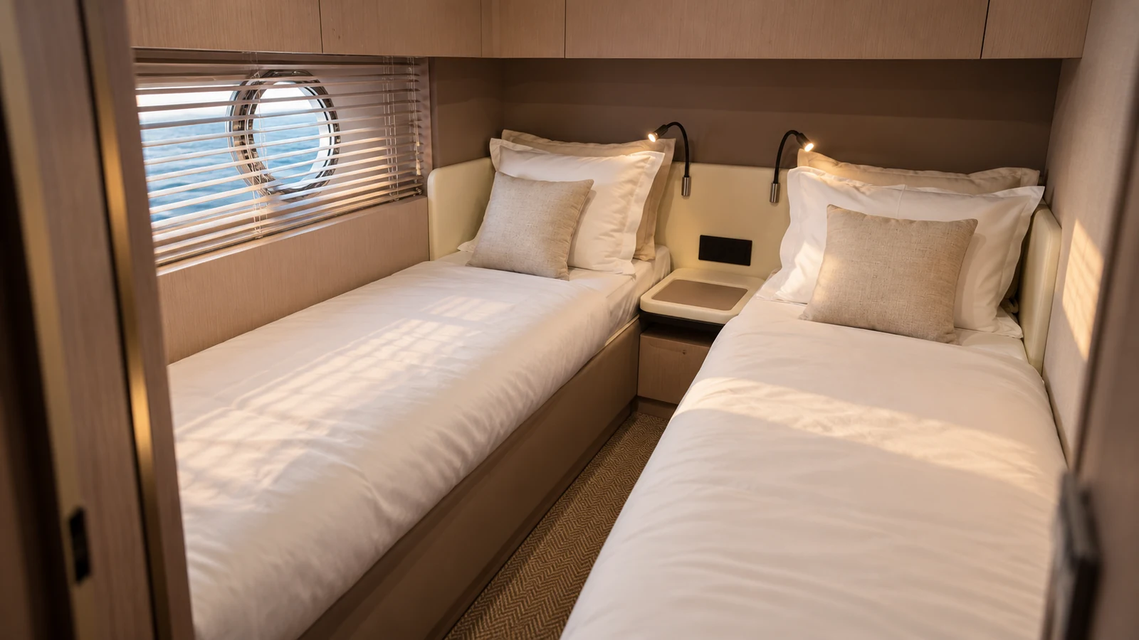 Azimut 55 Flybridge — Twin guest cabin, Cascais Marina